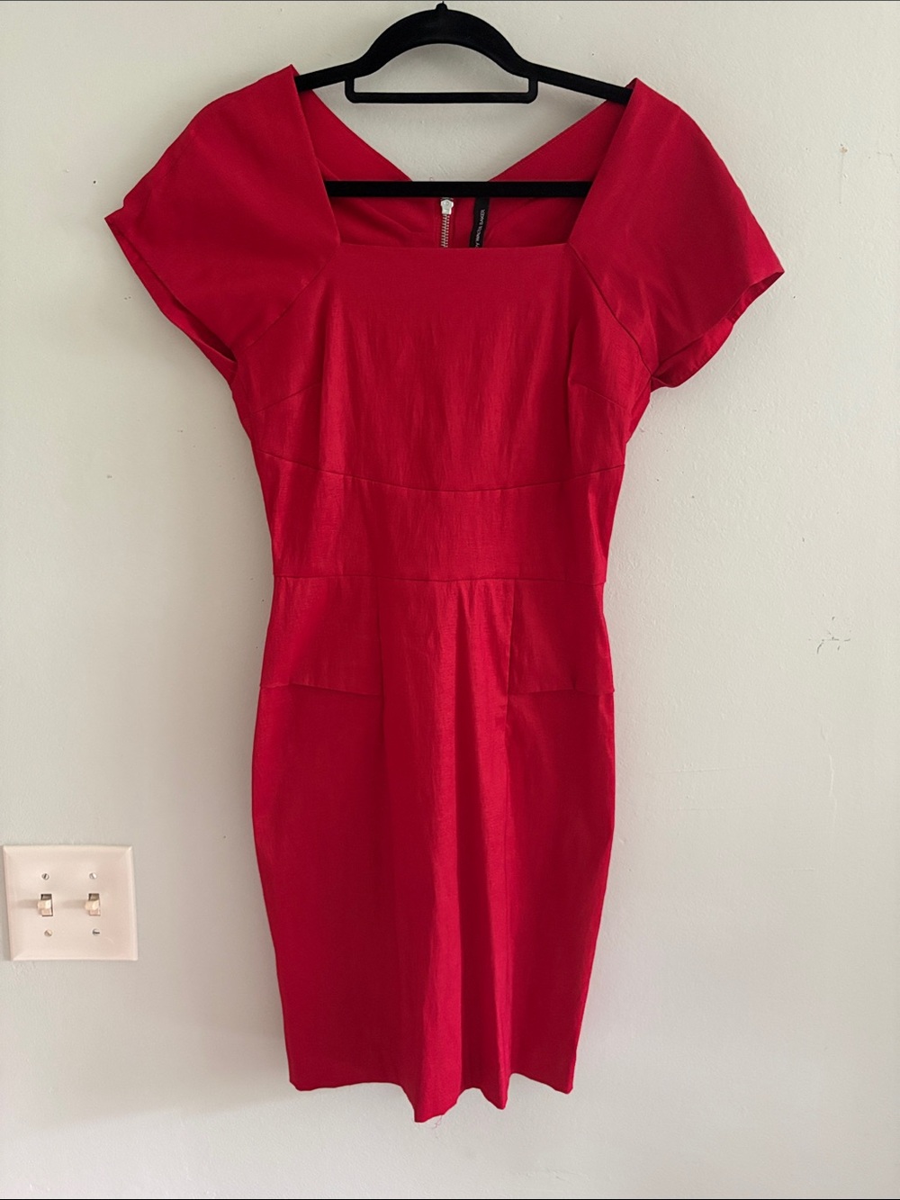W118 by Walter Baker Red Square-Neck Midi Dress